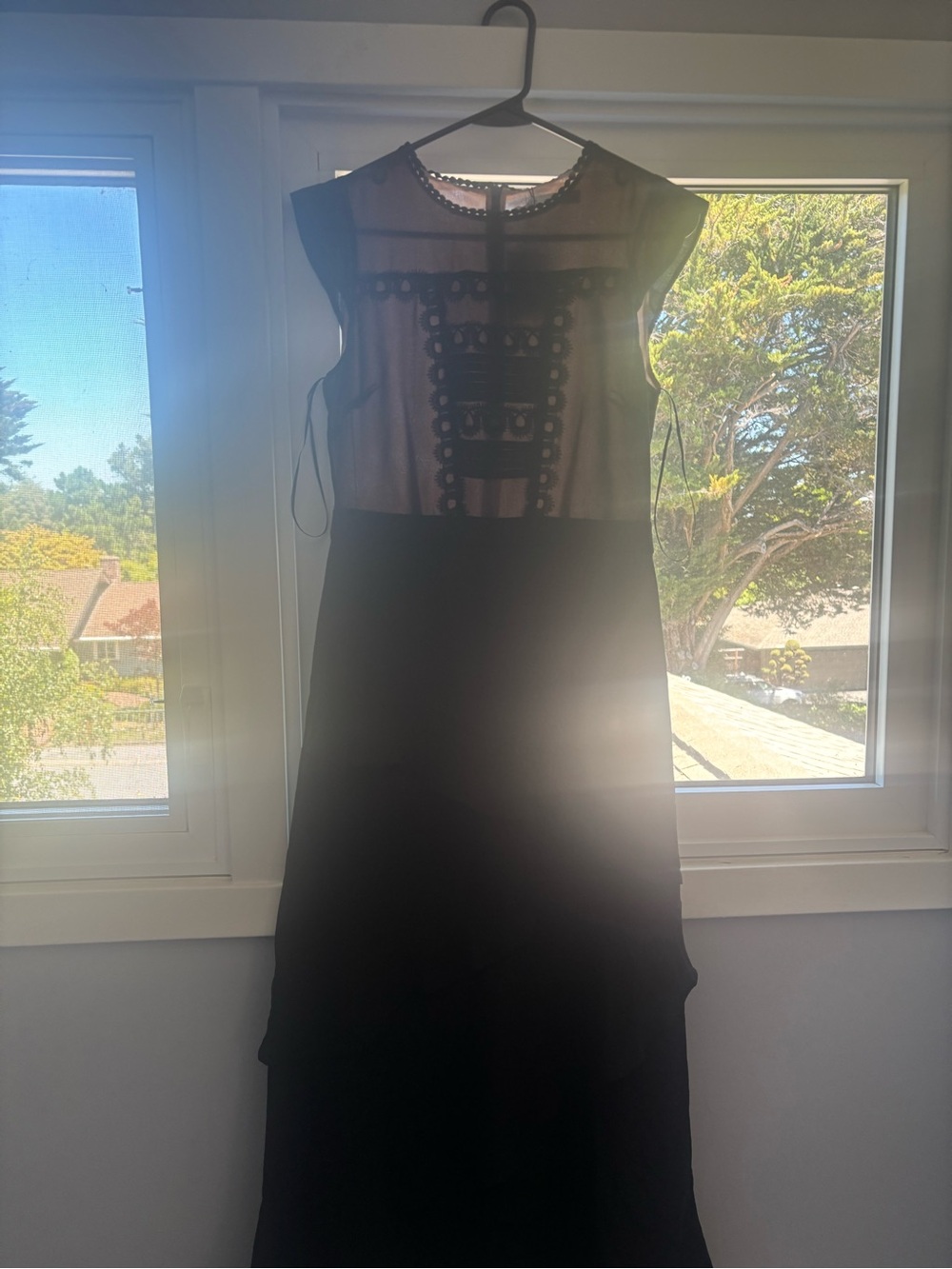 Oasis Black Maxi Dress with Lace Bodice